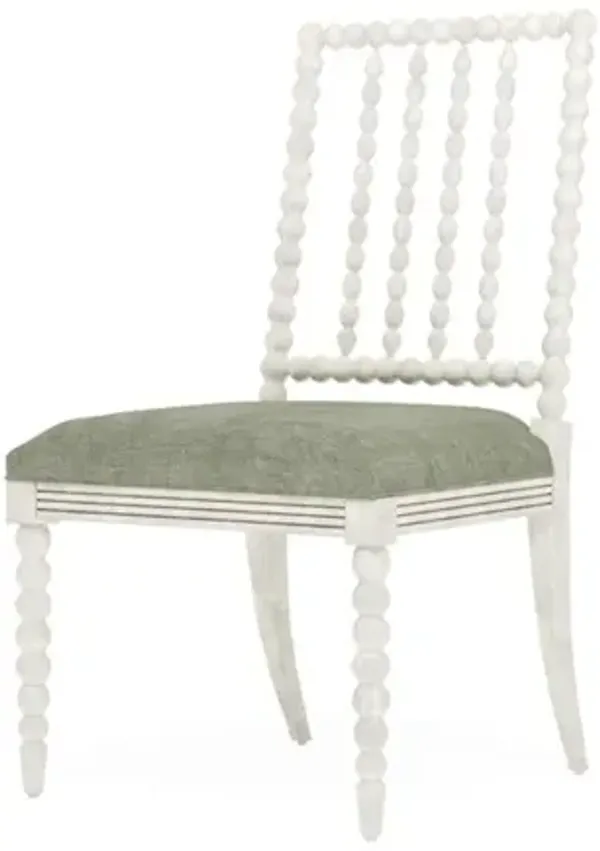 Sabinna Willow Green Velvet Vintage White Dining Side Chair