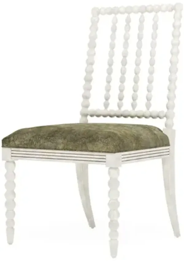 Sabinna Fern Velvet Vintage White Dining Side Chair