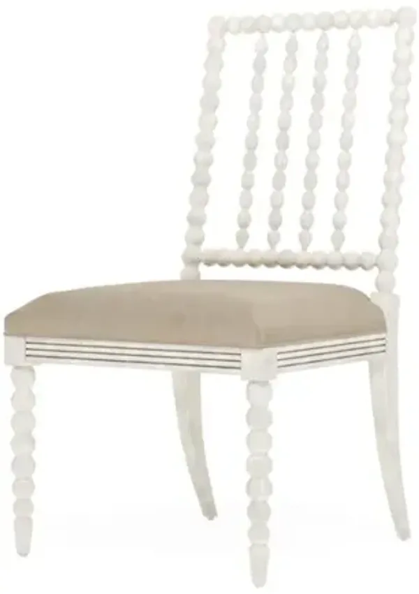 Sabinna Elephant Grey Leather Vintage White Dining Side Chair