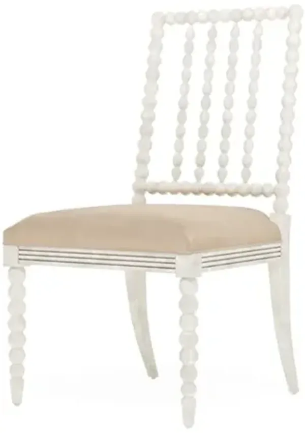 Sabinna Latte Leather Vintage White Dining Side Chair