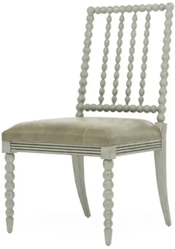 Sabinna Juniper Leather Provence Sage Dining Side Chair