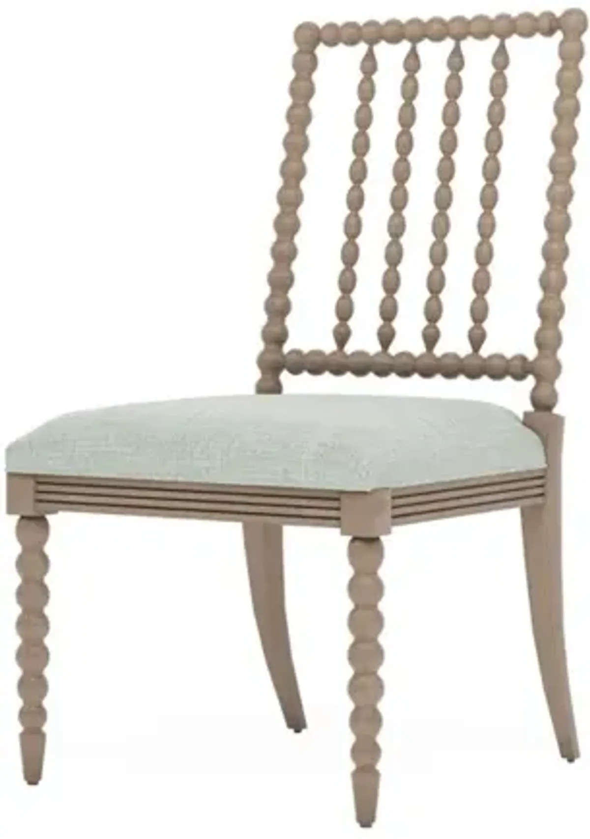 Sabinna Spring Blue Textured Weave Driftwood Dining Side Chair