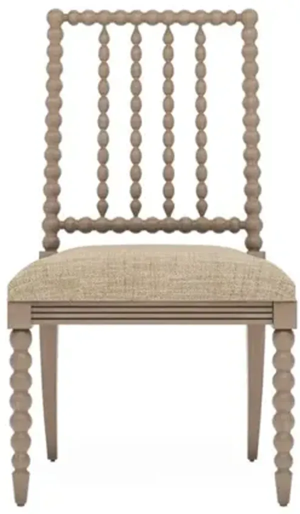 Sabinna Mocha Textured Weave Driftwood Dining Side Chair