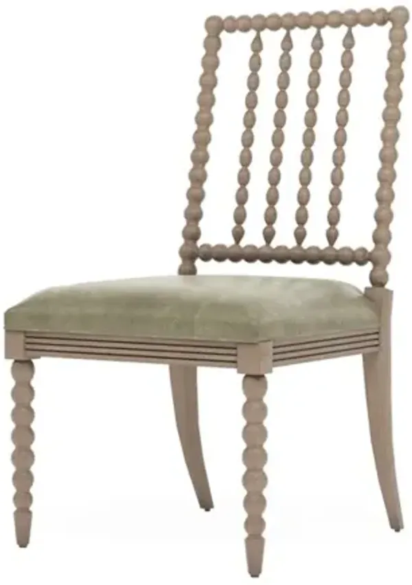 Sabinna Juniper Leather Driftwood Dining Side Chair