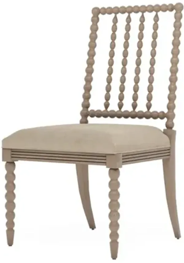 Sabinna Elephant Grey Leather Driftwood Dining Side Chair