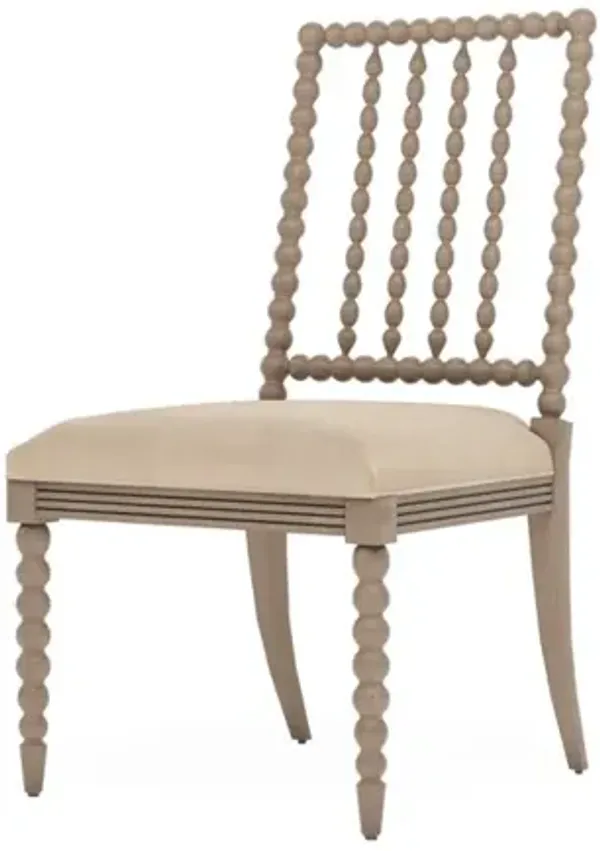 Sabinna Latte Leather Driftwood Dining Side Chair