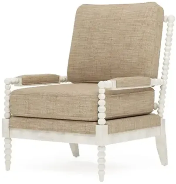 Coralie Mocha Textured Weave Vintage White Chair