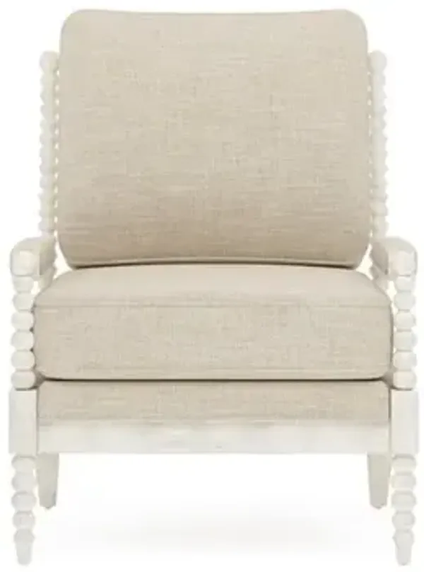 Coralie Pebble Shore Textured Weave Vintage White Chair