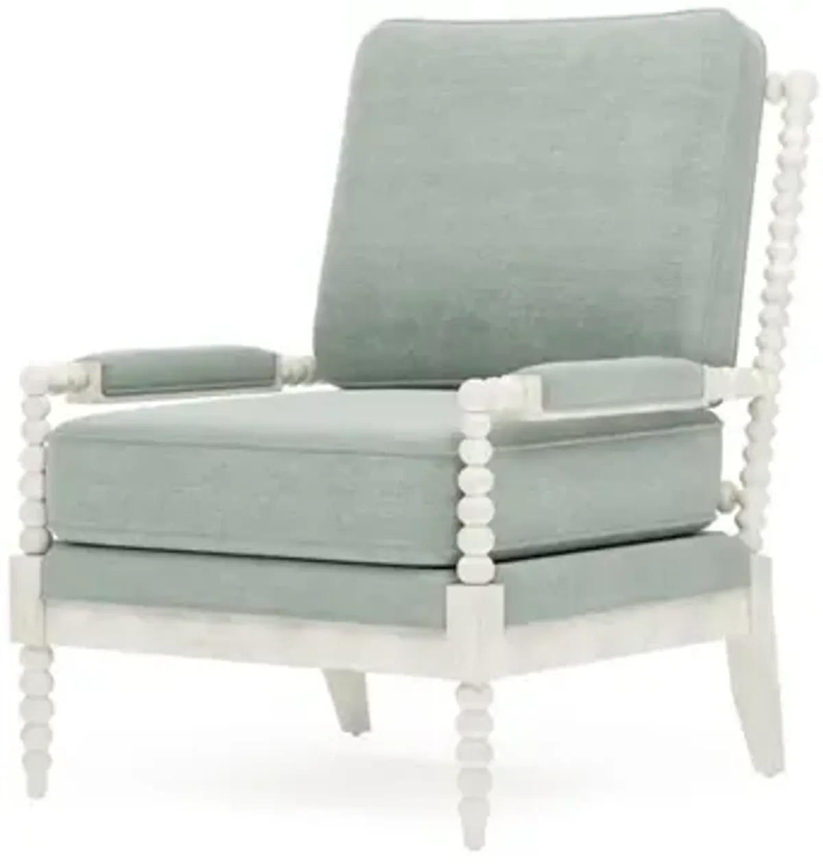 Coralie Sea Mist Velvet Vintage White Chair