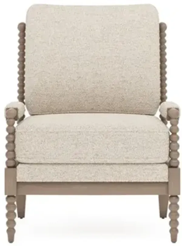 Coralie Oyster Shell Textured Knit Driftwood Chair