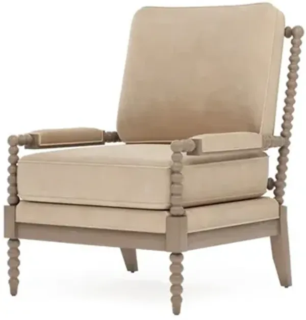 Coralie Latte Leather Driftwood Chair