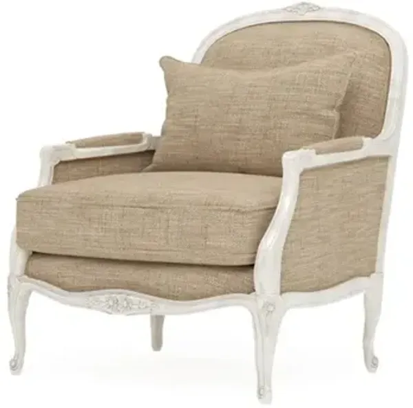 Antoinette Mocha Textured Weave Vintage White Bergere Chair