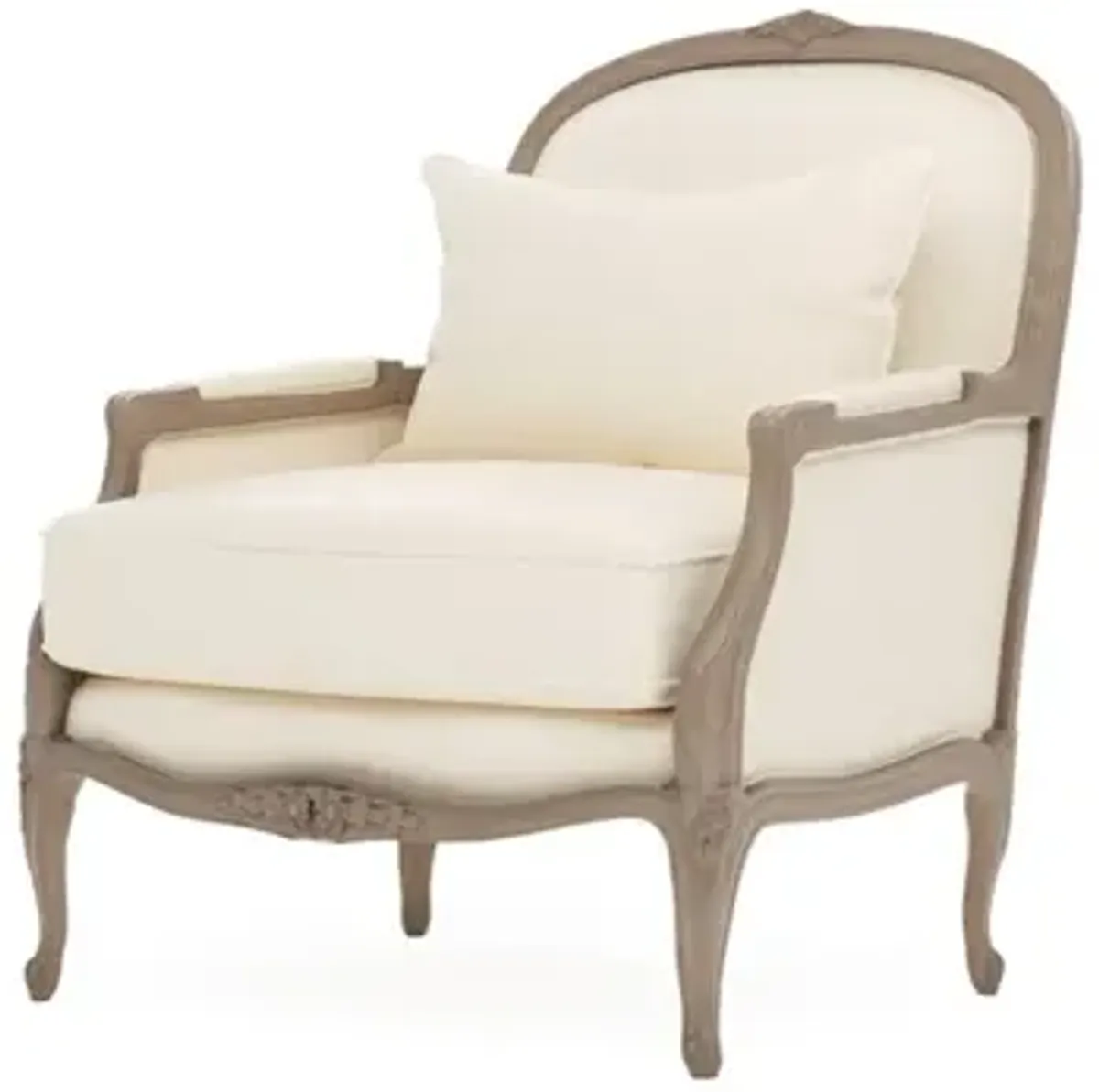 Antoinette Classic White Textured Weave Driftwood Bergere Chair