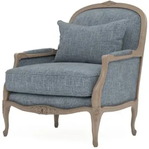 Antoinette Atlantic Blue Textured Weave Driftwood Bergere Chair