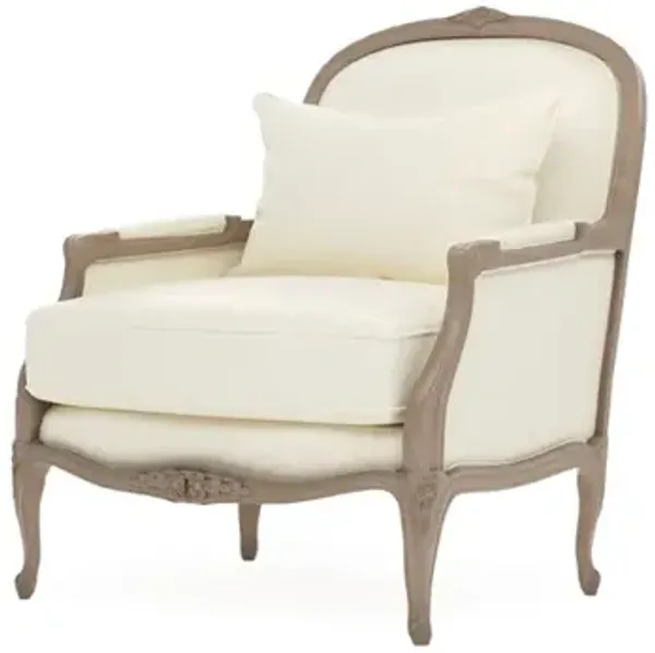 Antoinette Heathered Ivory Crypton Driftwood Bergere Chair