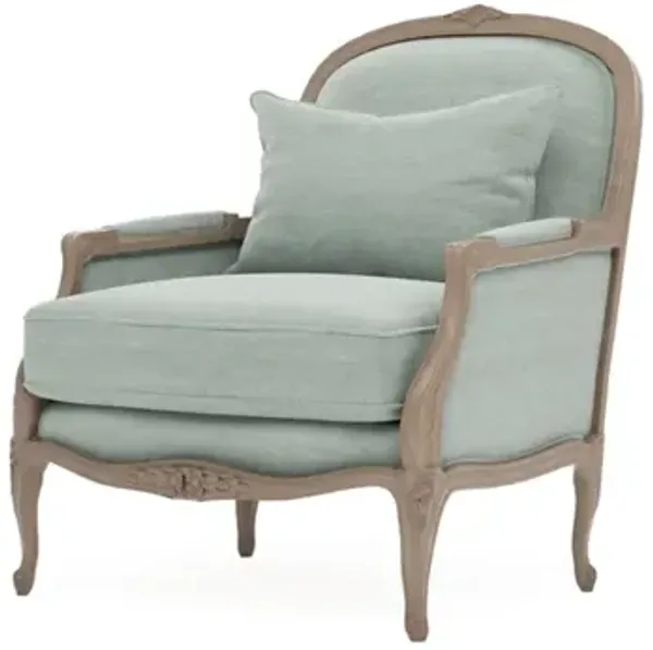 Antoinette Sea Mist Velvet Driftwood Bergere Chair