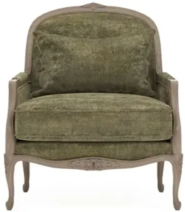 Antoinette Fern Velvet Driftwood Bergere Chair