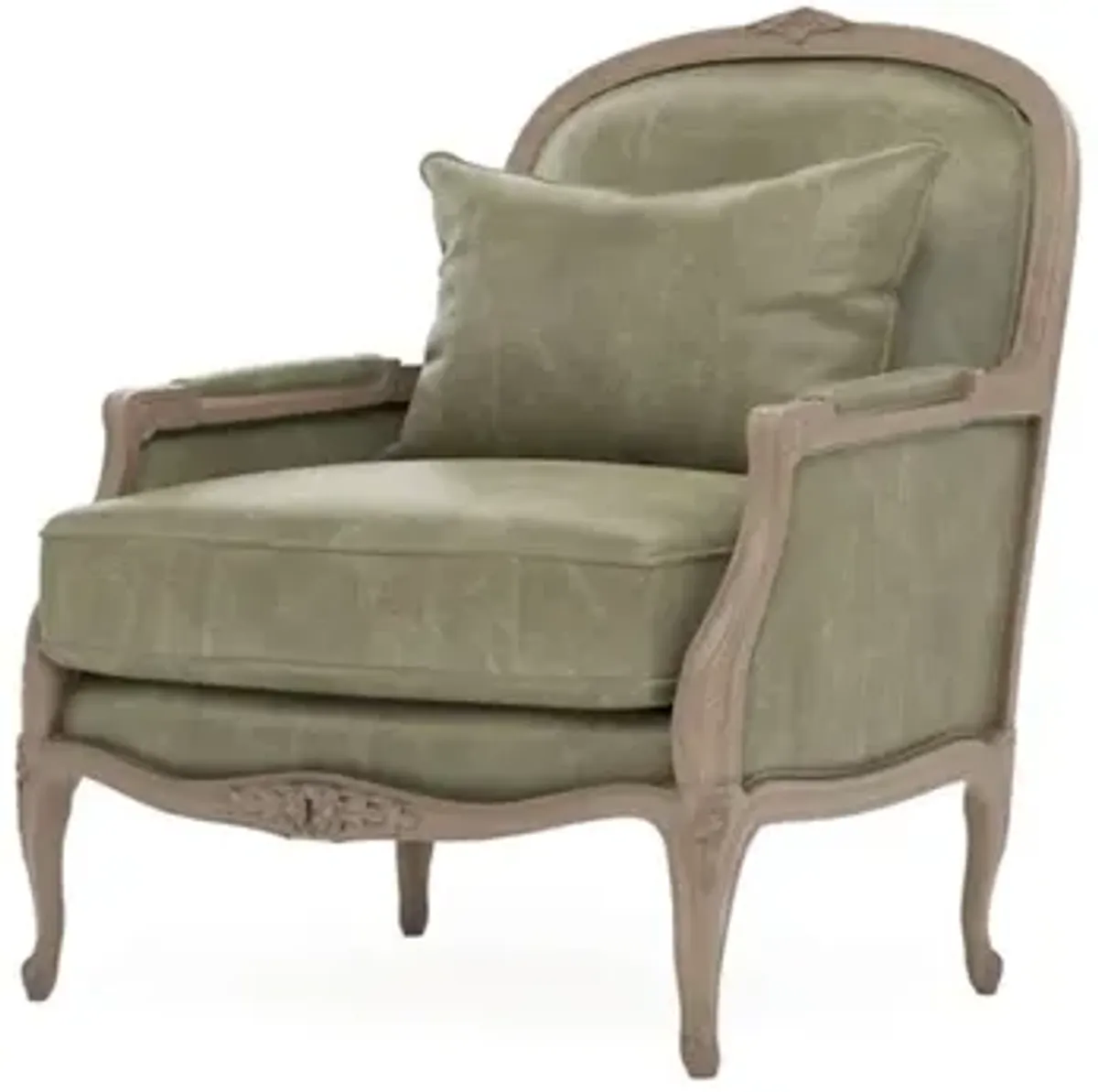 Antoinette Juniper Leather Driftwood Bergere Chair