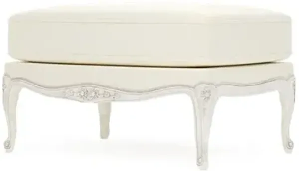 Antoinette Heathered Ivory Crypton Vintage White Bergere Ottoman