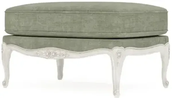 Antoinette Willow Green Velvet Vintage White Bergere Ottoman