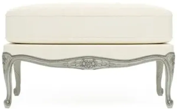 Antoinette Heathered Ivory Crypton Provence Sage Bergere Ottoman
