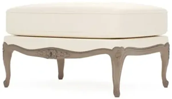 Antoinette Classic White Textured Weave Driftwood Bergere Ottoman
