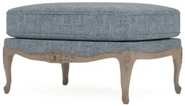 Antoinette Atlantic Blue Textured Weave Driftwood Bergere Ottoman