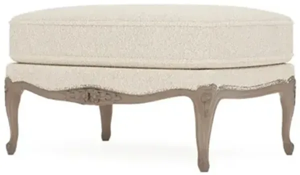 Antoinette Cotton Cloud Boucle Driftwood Bergere Ottoman