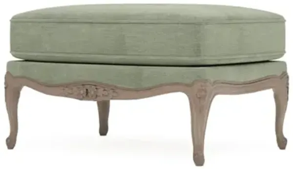 Antoinette Lustre Verde Velvet Driftwood Bergere Ottoman