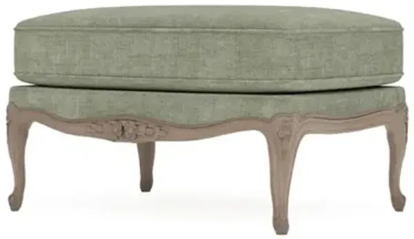 Antoinette Willow Green Velvet Driftwood Bergere Ottoman