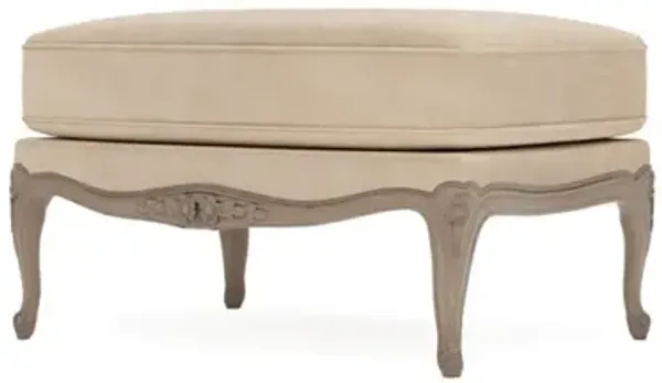 Antoinette Latte Leather Driftwood Bergere Ottoman