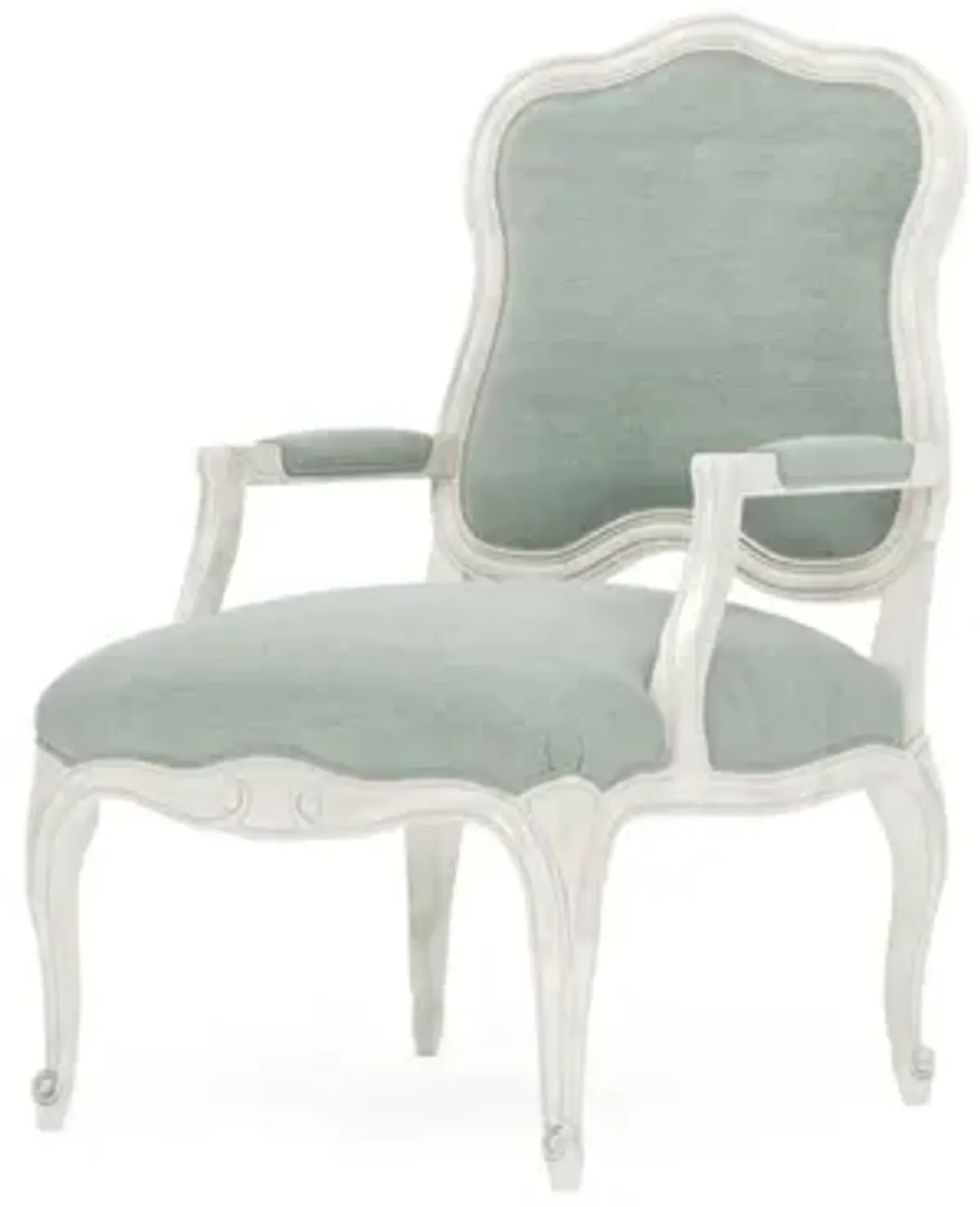 Lorraine Sea Mist Velvet Vintage White Chair