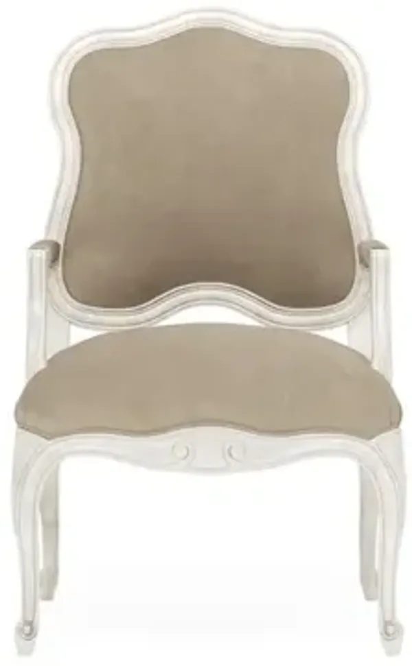 Lorraine Elephant Grey Leather Vintage White Chair