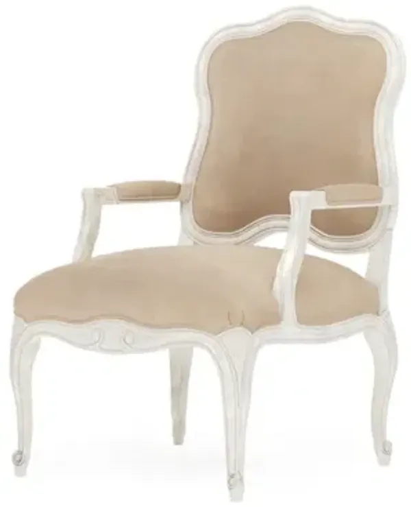 Lorraine Latte Leather Vintage White Chair
