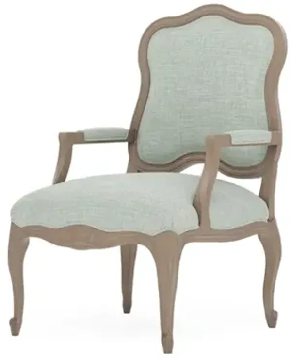 Lorraine Spring Blue Textured Weave Driftwood Chair