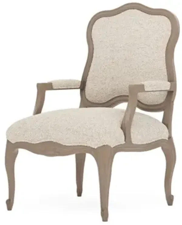 Lorraine Oyster Shell Textured Knit Driftwood Chair
