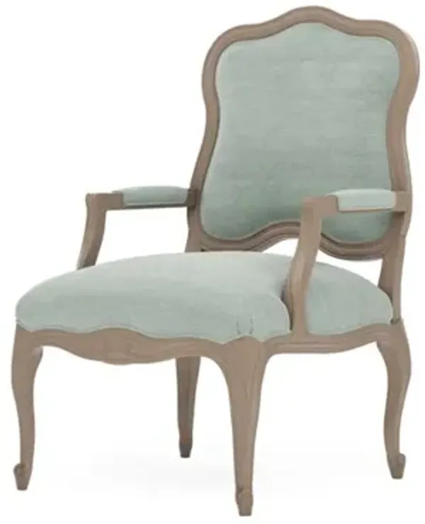 Lorraine Sea Mist Velvet Driftwood Chair