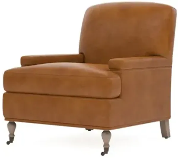 Liliane Camel Leather Driftwood Chair