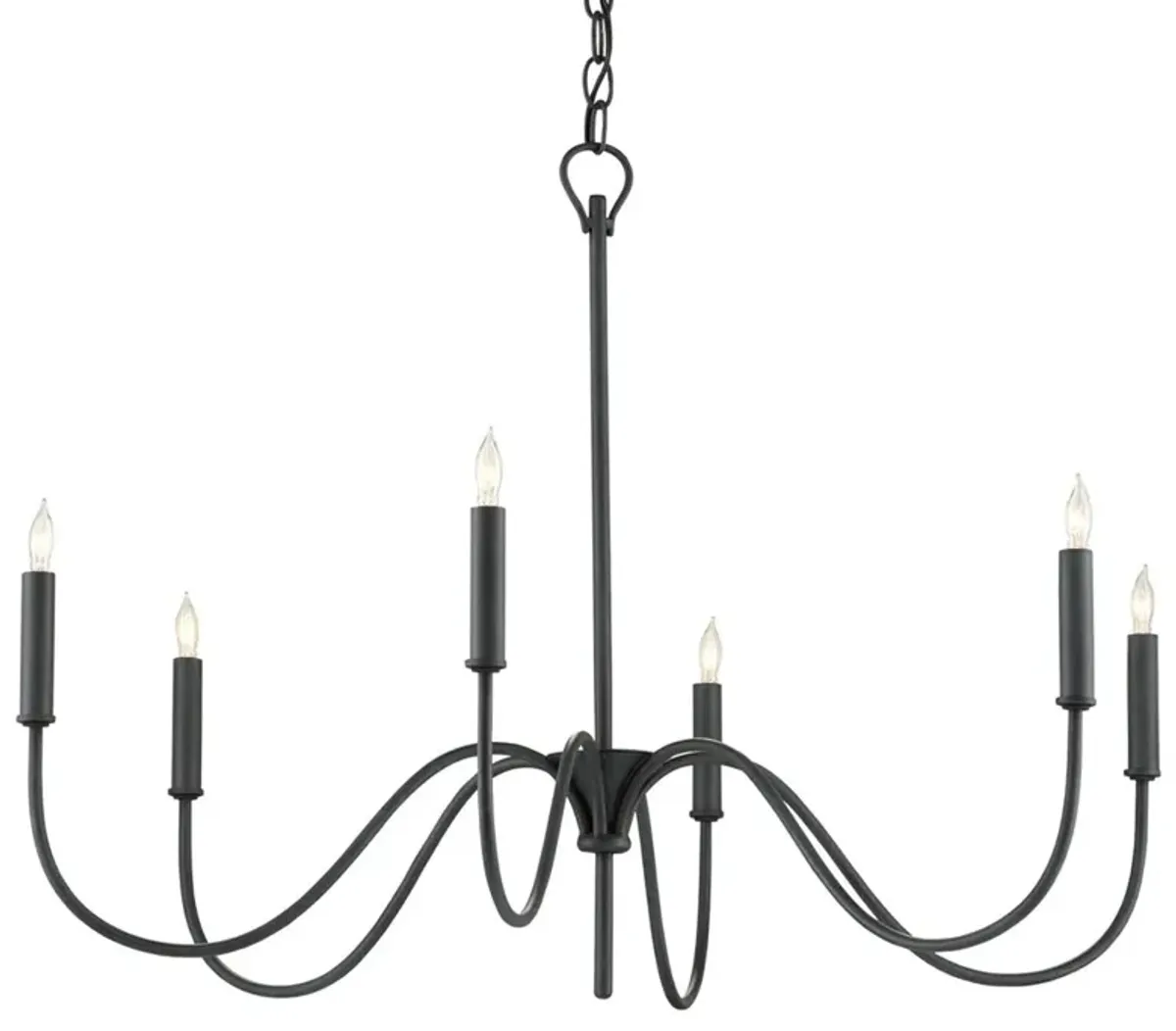 Tresdale Updated Traditional Antique Black Iron Chandelier - Small