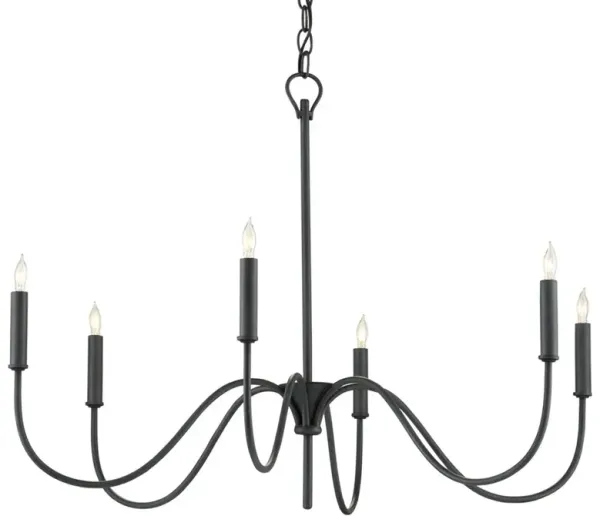 Tresdale Updated Traditional Antique Black Iron Chandelier - Small