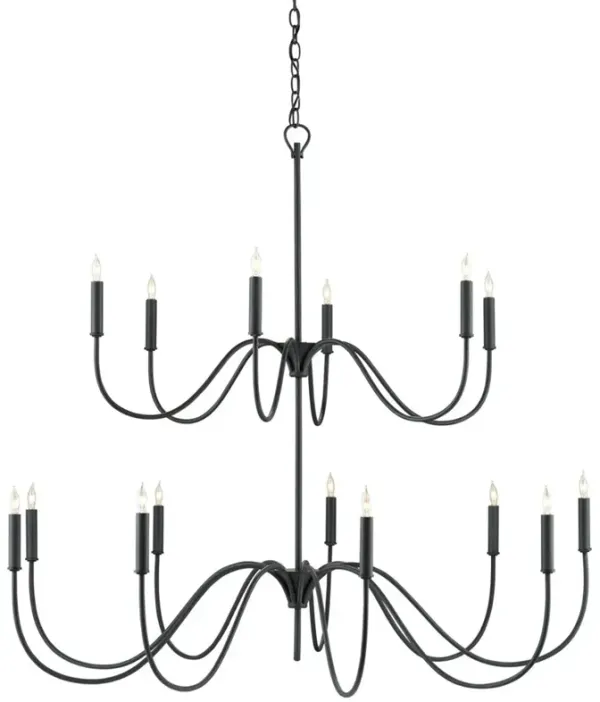 Tresdale Updated Traditional Antique Black Iron Chandelier - Medium