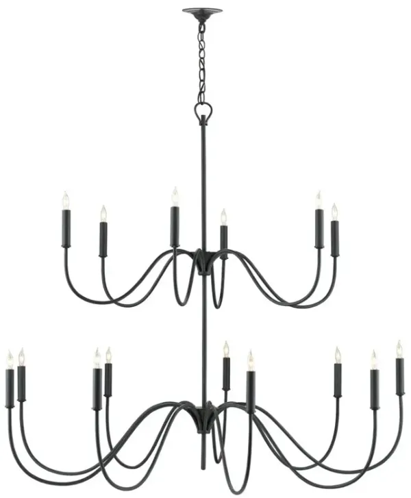 Tresdale Updated Traditional Antique Black Iron Chandelier - Large