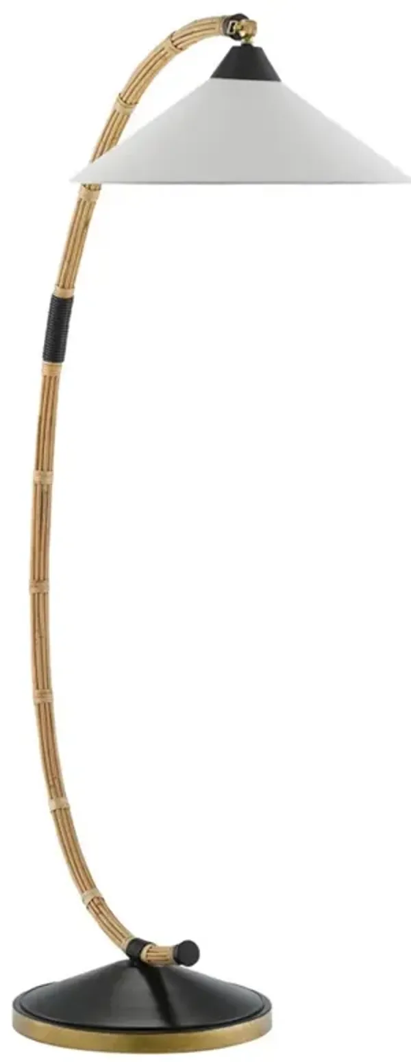 Logos Coastal Beach Brown Rattan Arched Floor Lamp