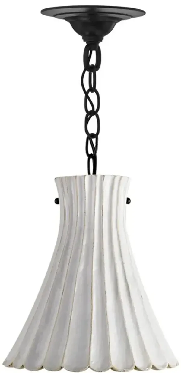 Flora French Country White Terracotta Fluted Pendant