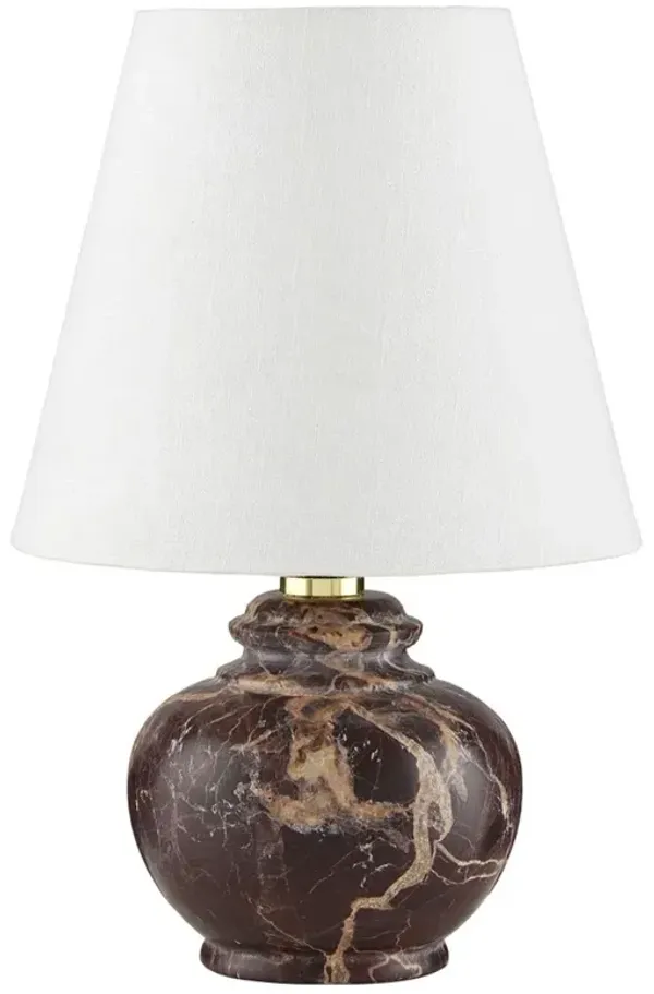 Pemrose Traditional Dark Red Marble Mini Bedside Table Lamp