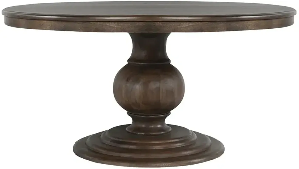 Berlin Updated Traditional Brown Mango Wood Round Dining Table - 60"