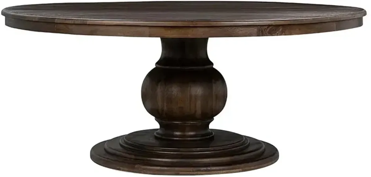Berlin Updated Traditional Brown Mango Wood Round Dining Table - 72"