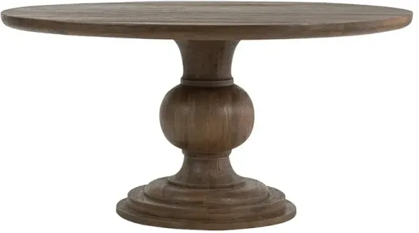 Beatrix Updated Traditional Brown Mango Wood Round Dining Table - 60"