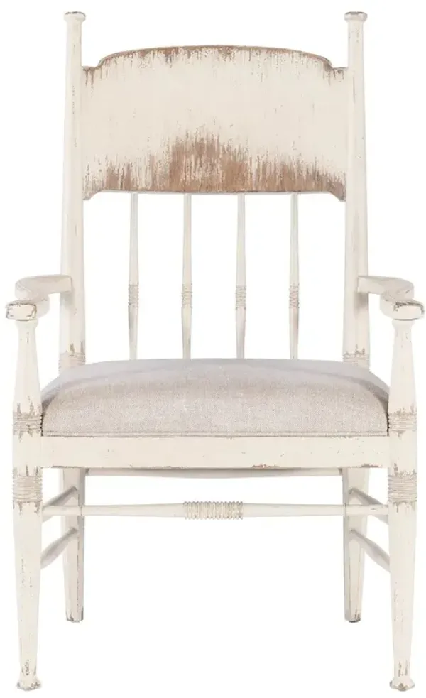 Leo Updated Traditional Beige Performance White Oak Windsor Dining Arm Chair