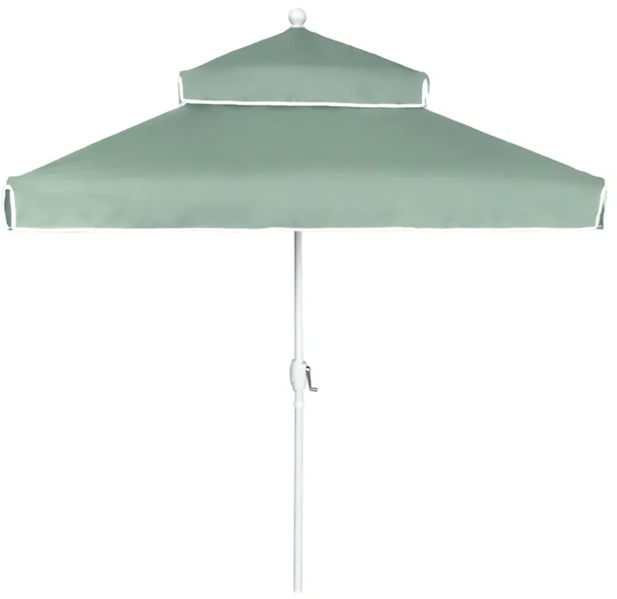 Diana Green Sunbrella White Aluminum Square Double Tier Patio Umbrella